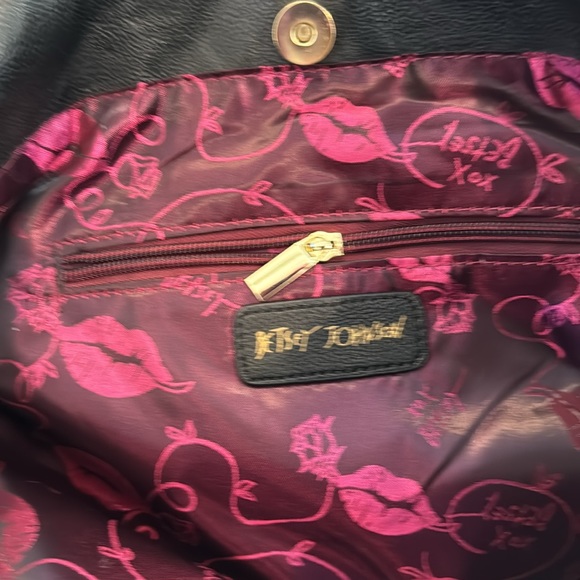 Betsy Johnson Large Black Quilted Sequin Polka Dot Bow Tote Bag - Picture 11 of 14